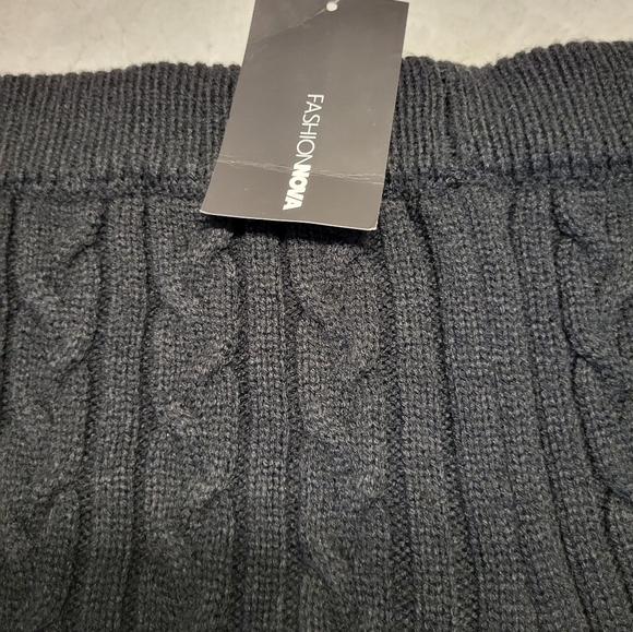 Fashion Nova Black Cable Knit Sweater Pants 1X NWT Cozy Lounge Stretch - Picture 2 of 5